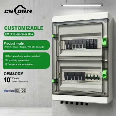 CYDUN 6 Input 3 Output Solar PV Junction Box IP65 Waterproof Enclosure Built-in SPD for Solar Power System Factory Wholesale