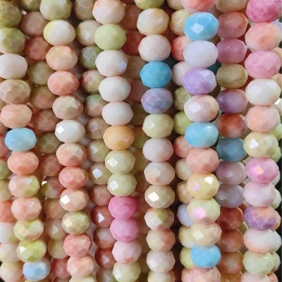 Wholesale Stone Floral Ice Cream Color Multi-size Glass Rondelle Bead Jewelry Accessories and Ornaments