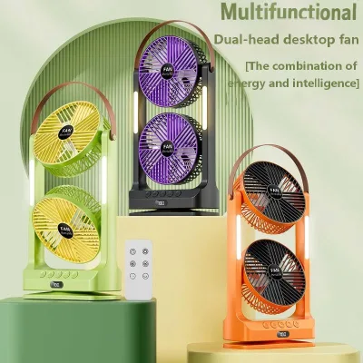 Sunflower Multifunctional Dual Head Fan with 6 Speed Natural Wind Timer Remote Control Oscillating Aromatherapy Table Fan