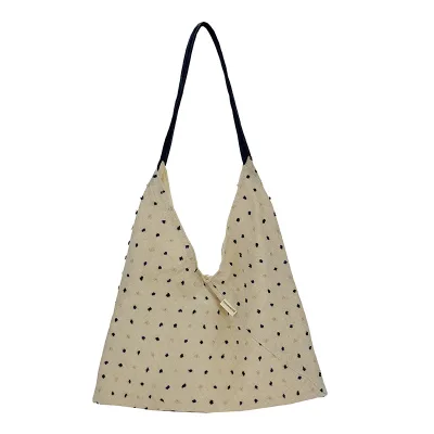 Korean Style Niche Design Tote Bag 2026 New Arrival Casual Striped Polka Dot Single Strap Shoulder Bag for Women
