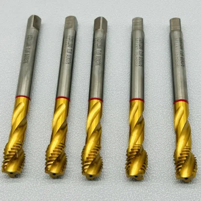 Tin Coated Stainless Steel Screw Taps M3-M12 High Speed Steel Machine Tap Die Set Sprial Groove Spiral Tip