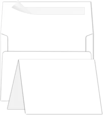 Blank Note Cards and Envelopes 5 X 7 Folded Cardstock and A7 Envelopes Self Seal 100 Pack for Invitations, Wedding, DIY Greeting