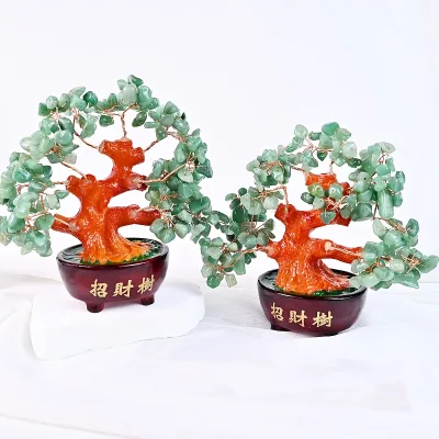 Hot Selling Crystal Lucky Tree Green Aventurine Quartz Chip Money Tree for Fengshui Decoration