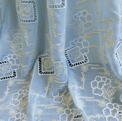 High Quality Chiffon Sequins Guipure Embroidered Lace Fabric Pattern Eco-Friendly for Dresses Home Textiles Available EG-1917309