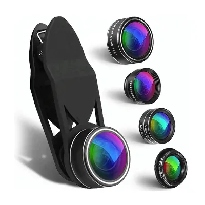 Hd Cellphone Camera Lenses 5 in 1 Telephoto Zoom Fish Eye Micro Lens Set