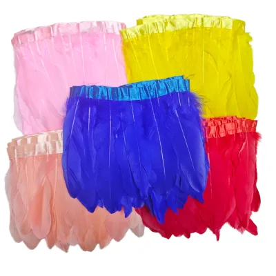 Wholesale Dyed Soft Goose Feather Trimming Feather Trimming Satin Ribbon for Wedding Dress Party Costume DIY Crafts Decoration