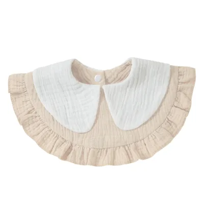 100% Cotton Edgeless Lace Bib, Double-Layer Gauze Plain Color Baby Bib, Popular Style for Newborns