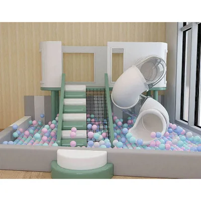 Custom Design Indoor Foam Soft Playground Slide Climber Ball Pit Playsets Eco Friendly Kids Cafe Home Party