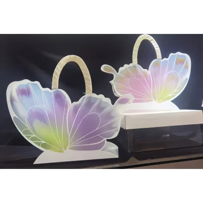Wholesale New Mother's Day Luxury Flower Bags High Quality Large Plastic butterfly Flower Bags Waterproof Plastic Flower Bag