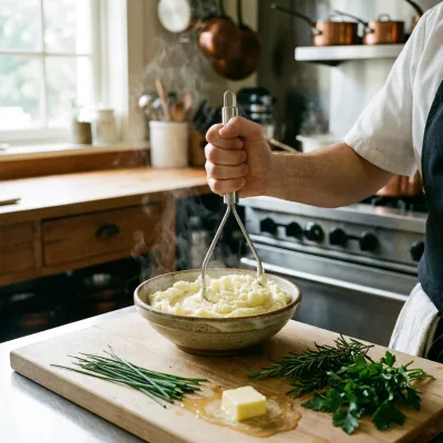 Premium 304 Stainless Steel Potato Masher - Heavy Duty Food Masher  Manual Vegetable & Fruit Ricer Kitchen Tool