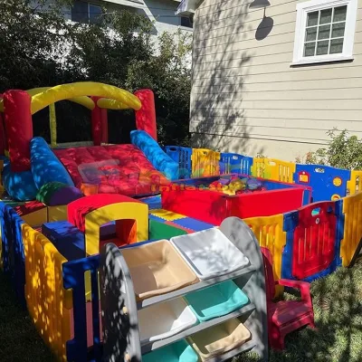 Kids Playground Soft Play Ball Pit Set with Slides & Climbing Inflatable Bouncy Castle for School PE Customizable Size & Color