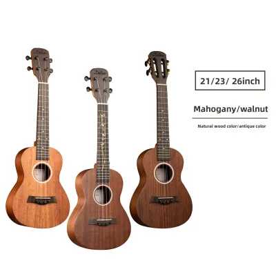 21/23/26-inch Walnut-wood Peach-heartwood Four-string Ukulele Made in Guangdong