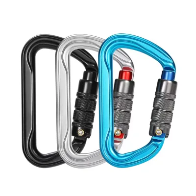 Auto Locking Carabiner Clip D Shape Heavy Duty 7075 Rust Proof Aluminum Carabiner for Hammock, Hiking, Dog Leash