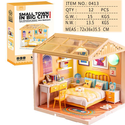 Modular City & Village Bedroom Building Kits - DIY Miniature Architecture Model for Kids Adults Home Display