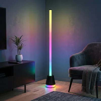 Smart RGBIC LED Cylinder Floor Lamp APP Remote Control Music Sync Timer Mood Light for Gaming Living Room