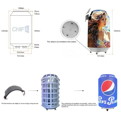 Movable Indoor Curved Can LED Display Screen Shopping Mall Exhibition Advertising Cylinder LED Screen