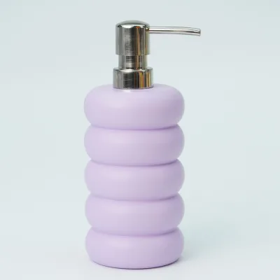 Matte Polyresin Spiral Soap Dispenser Bottle, Multi Color Twist Ribbed Lotion Pump Container for Bathroom Hotel Home Decor