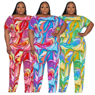 BR4320 2024 Summer Printing Loose Fashion Leisure Two-piece Set