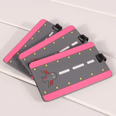 Travel Luggage Name Tags Custom logo Silicone PVC Luggage Tag with pink Grey Airport logo