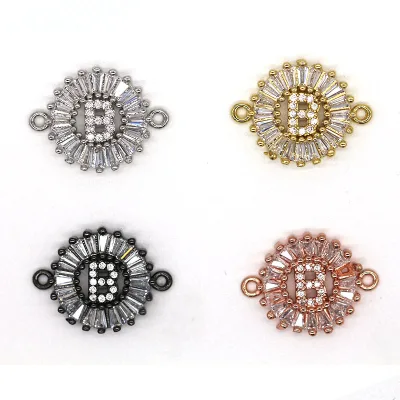 Jewelry Accessories Findings & Components 26 English Letters Alphabet Zircon Connectors Charm for Jewelry Making