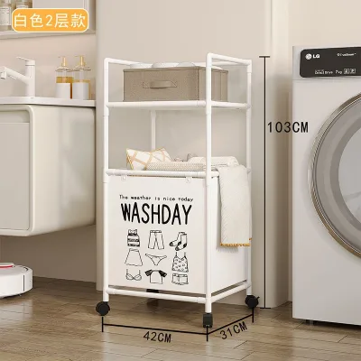 Multifunctional Stainless Steel Laundry Basket Wheels Detachable Foldable Storage for Dress Clothing White Hanging Dirty Hampers