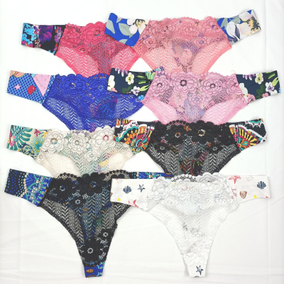Factory OEM Hot Sale Young Girls Nylon Lace Printing Thongs for Women Custom