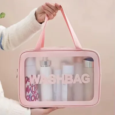 Frosted Translucent Portable Makeup Bag Women's Custom Travel Makeup Bag Large Capacity Makeup Storage Bag