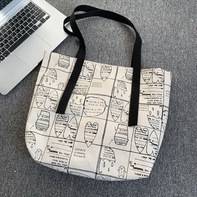 New Canvas Bag Single-shoulder Large Capacity Preppy Style Cotton Eco-friendly Cotton Canvas Tote Bag