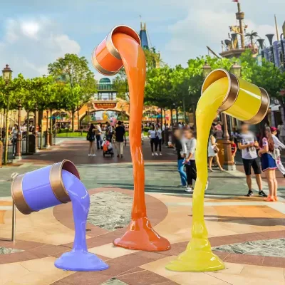 Life Size Coffee Bar Figurine Decoration Event Bar Coffee Cup Fiberglass Statues