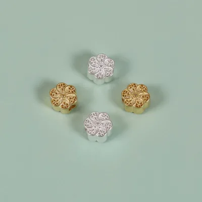 S925 Pure Silver Through-hole Heart-shaped Accessories for DIY