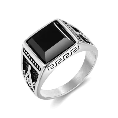 hot sale retro Masonic AG men's ring made of titanium steel ring