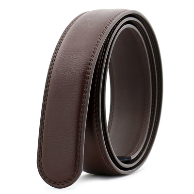 Wholesale Hot Sales Brown Genuine Leather Strap Leather Ratchet  Belt Without Buckles Belt Strap