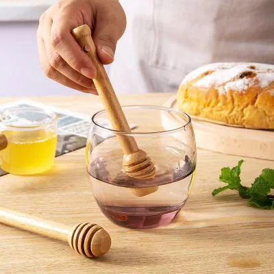 Solid Wood Beech Honey Spoon for Home Liquid Honey Extraction and Mixing Handcrafted Wooden Honey Dipper Stick