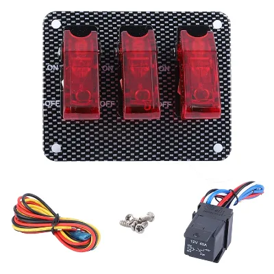 P34 Three Red Racing Ignition Control Toggle Switch Start On-Off for Auto Racing