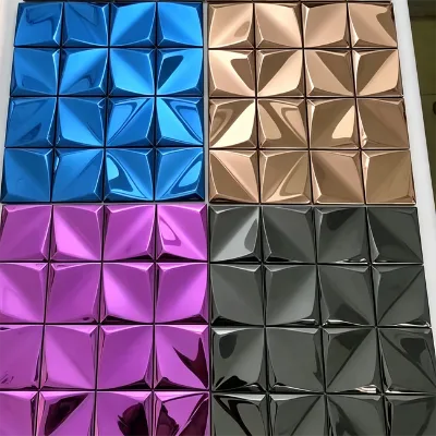 Hotel Lobby Commercial Wall Cladding Stainless Steel Mosaic Tile Custom Finish