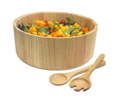 Premium Quality Modern Large Wooden Serving Bowl Bamboo Wood Salad Bowl for Home Kitchen Party Use