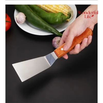 Quare Head Cooking Spatula Stainless Steel  Pizza Turner Wood Handle Pizza Pancake Turner Bbq Kitchen Tool Head Steel