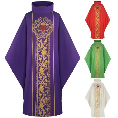 Baige Christmas Prayer Monk Cos Wear Halloween Priest Religious Fashion Printed Robe Cosplay Church Robes Religion Gown
