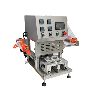 Tabletop Semi-Automatic Pneumatic 4 Round Trays Jar Cup Sealing Machine for Small Size Honey Jelly Container