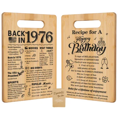 Laser Engraved Bamboo Cutting Board, Happy Birthday Recipe Decorative Charcuterie Serving Board, Birthday Keepsake Gift