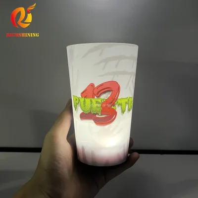 RICHSHINING LED Glowing Drink Cups Food Grade Plastic 14oz/16oz Custom Flashing LED Cup for Nightclub Clubs Bar