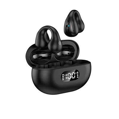 TWS Wireless Headphone BT 5.3 Bone Conduction Clip on Earphones Earclip Touch Control Earbuds Sports Headsets Over the Ear