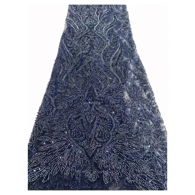 Factory Supply Hot Sale Handmade Line Beaded Wedding Dress Fabric High-Grade Sequin Embroidery