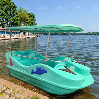 Four-Seater Stable Pedal Boat with Easy Drive System Made of PE Plastic for Vacation Parks and Lake Hotels