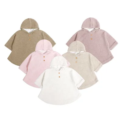 2024 Hot Selling Kids Solid Classic Button Hoodie Baby Boy Short Sleeve Hoodie Hooded