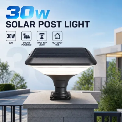 Architectural Grade Solar Pillar Light 30W OEM ODM Anti-Corrosion Finish IP65 Outdoor Garden Posts Gate Pillars Cap Lamp