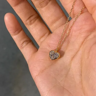 HPHT CVD Diamond Heart Necklace 14K Yellow Gold D VS1 1CT Lab Grown Diamond Necklace Heart Cut for Woman Romantic Jewelry