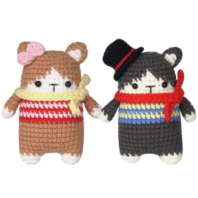 Cat Playmate Decor Ornaments Cute Doll Yarn Crochet Kit for Beginners Knitting DIY Material Package in English