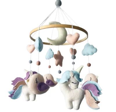 High Quality Adorable Unicorn Felt Mobile Unique Indoor Decor to Enhance Baby's Visual Stimulation