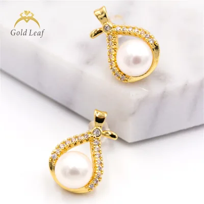 Goldleaf Jewelry Classic Design 14K Gold Round Superior Quality Big White Freshwater Pearl Certified Earrings